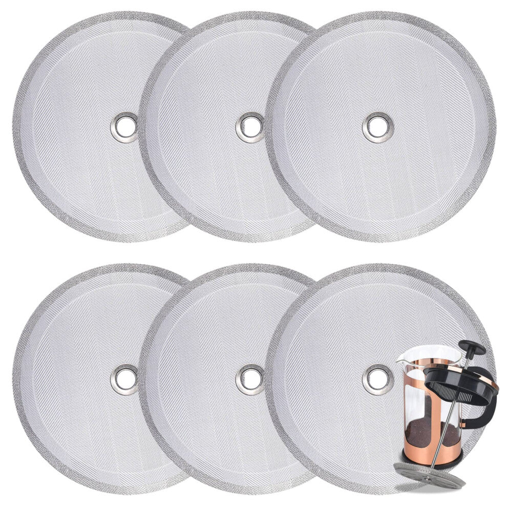 6 Pieces Attsky French Press Filter  4 Inch Stainless Steel Mesh Screen and Replacement Parts for French Press Coffee Maker