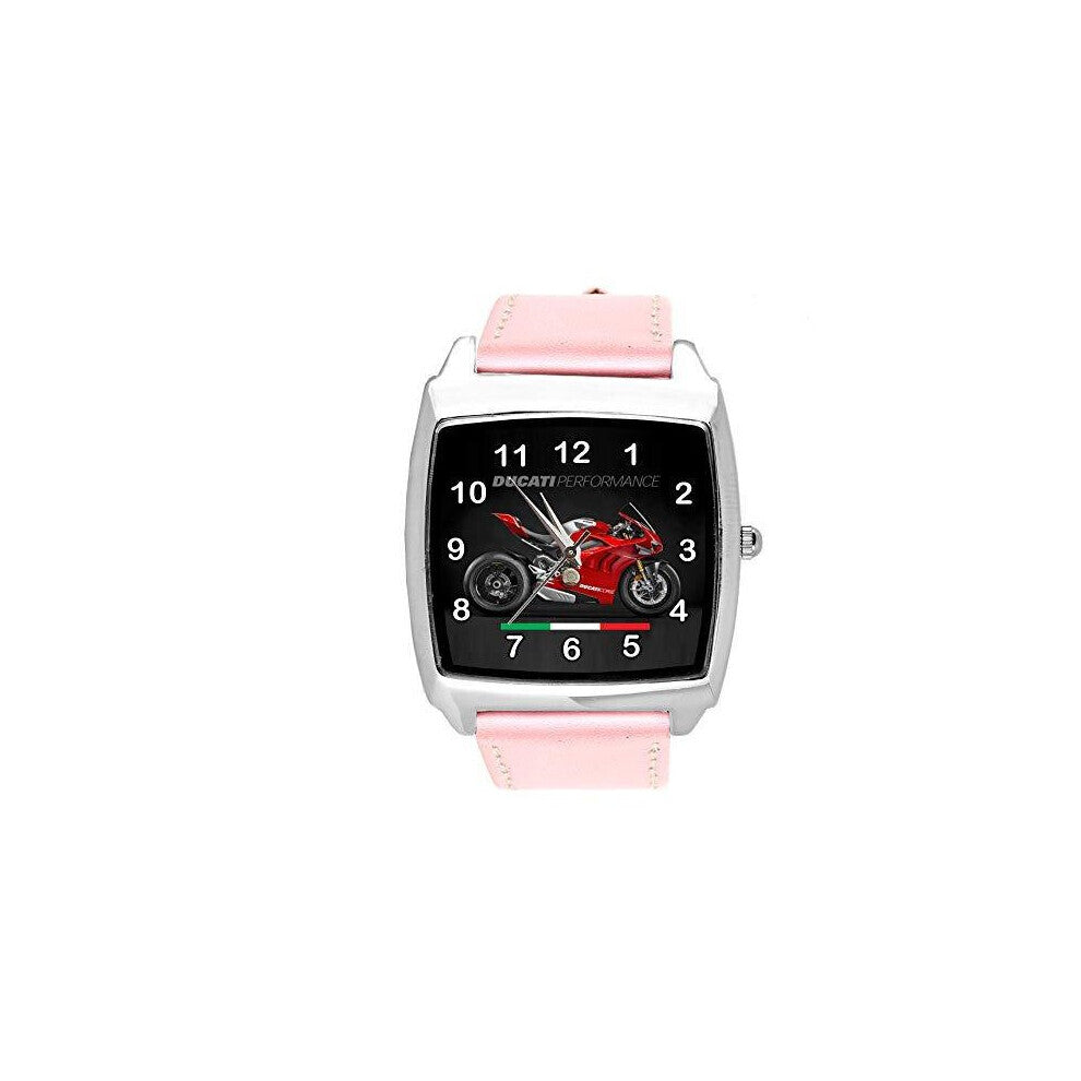 Pink Leather Watch for Motorbike Fans