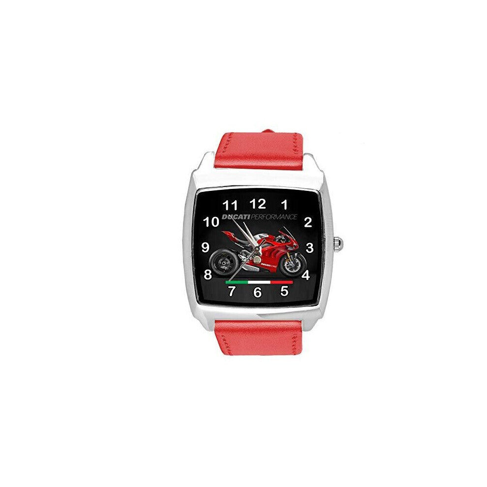 RED Leather Watch for Motorbike Fans