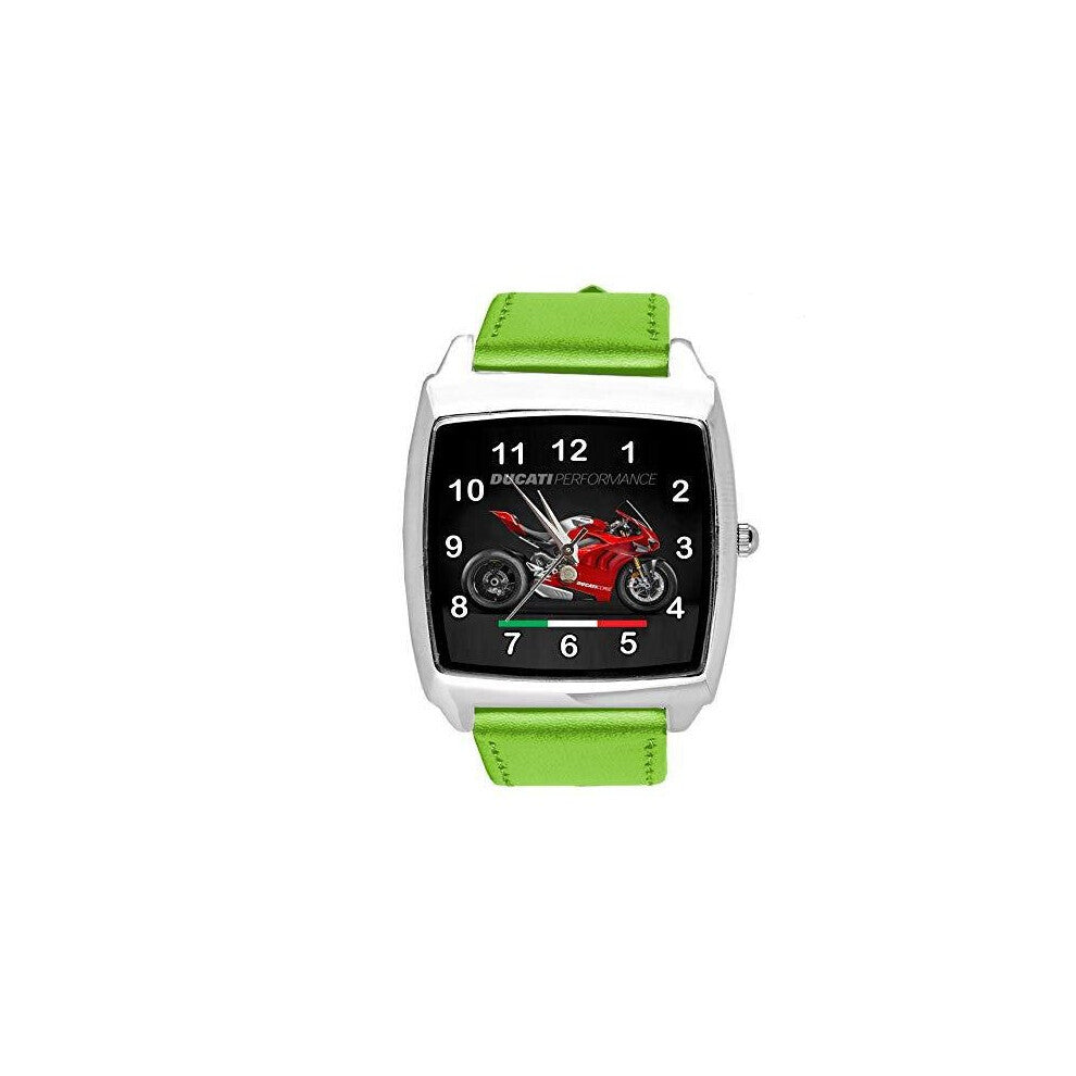 Green Leather Watch for Motorbike Fans