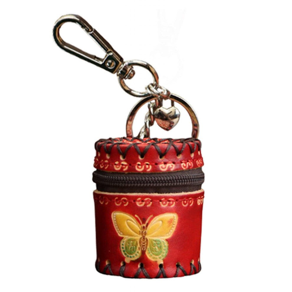 Fanyixuan Handmade Mini Leather Bucket Bag Pendant Jewelry Box Jewelry Classification Storage Box Change Storage Bag Personalized Bag Pendant(red)