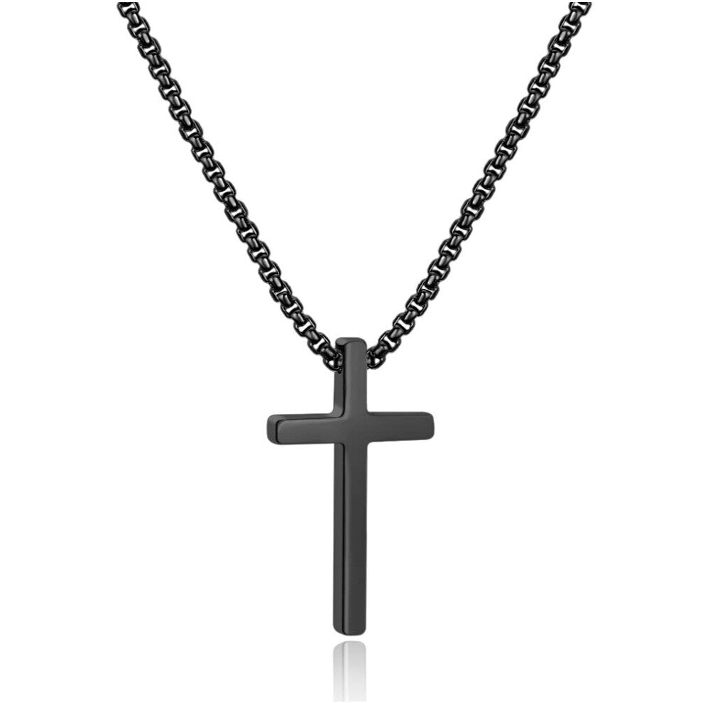 Ursteel Cross Necklace for Boys  Mens Cross Necklace Stainless Steel Cross Pendant Black Small Cross Chain for Men 16 Inch Cross Necklace for Men Gift