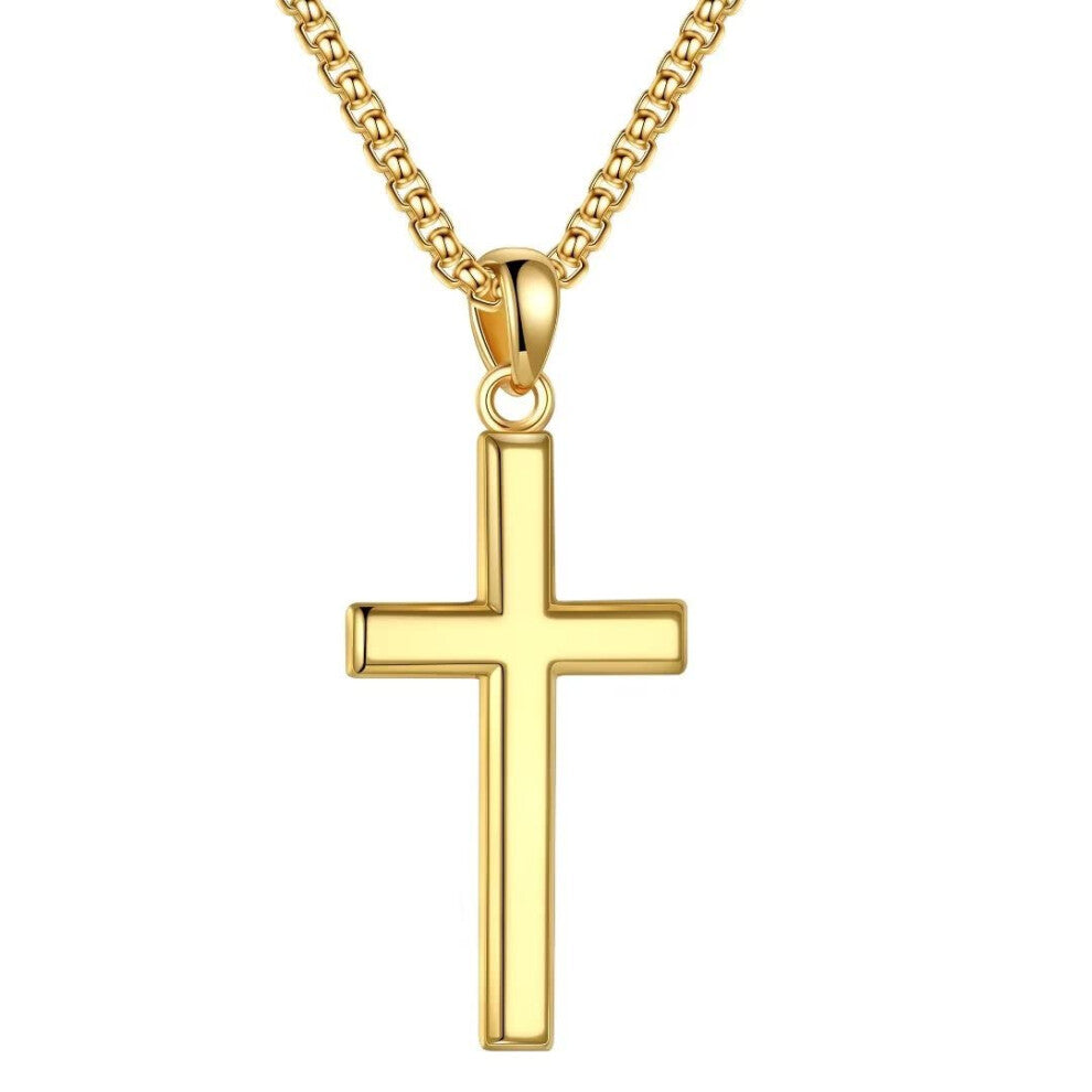 Ursteel Gold Cross Necklace for Men  925 Sterling Silver Cross Pendant Mens Cross Necklaces for Men 16 Inch Cross Necklace Jewelry Gifts for Men Fathe