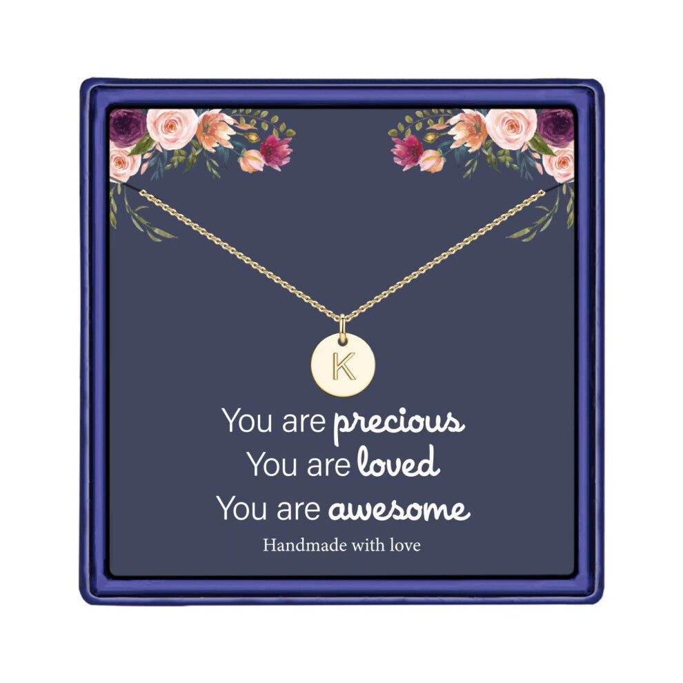Hidepoo Valentines Day Gifts - Disc Initial Necklaces Birthday Gifts  K Initial Pendant Necklaces Dainty Disc Letter Necklace for Women Jewelry Birthd