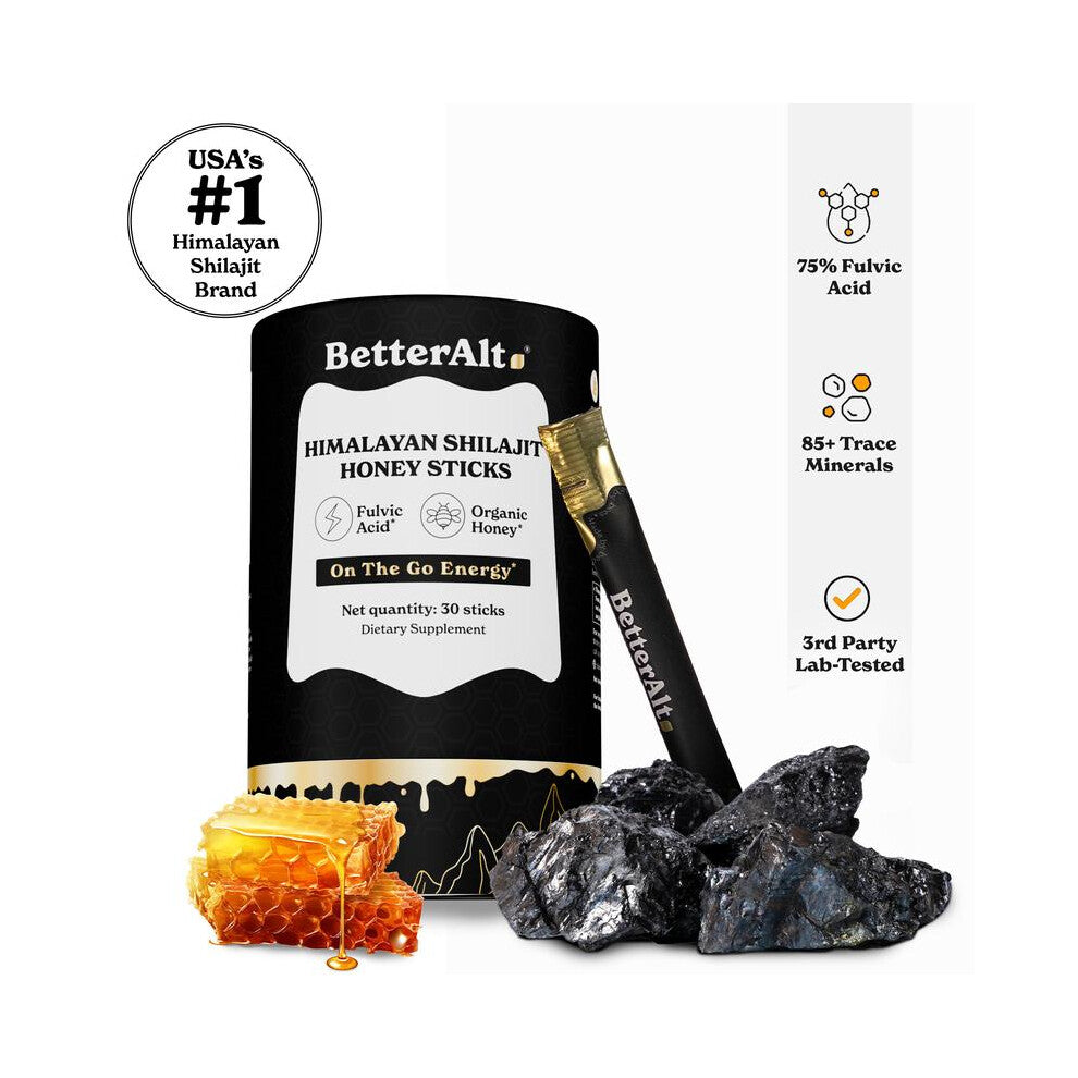 Shilajit Honey Sticks | Lab-Tested for Purity | Helps Improve Energy & Stamina | 30 Shilajit Honey Packs | Dietary Supplement