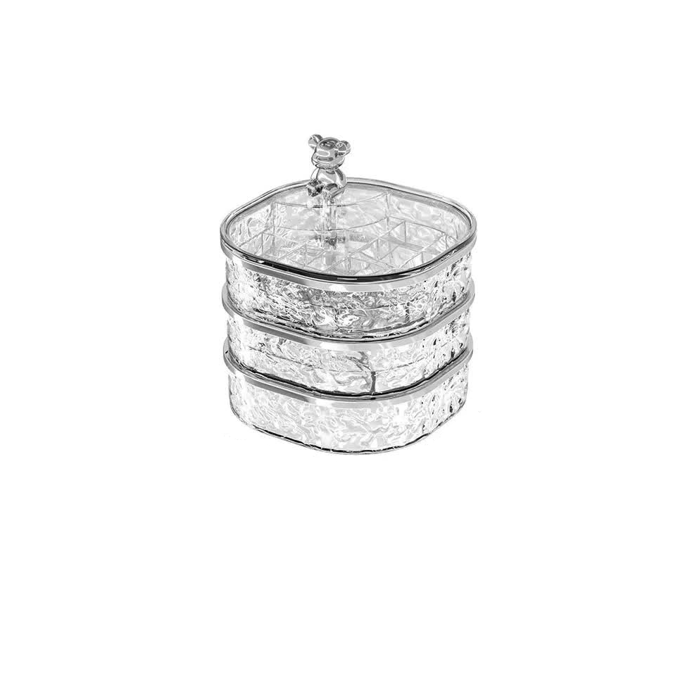 Veile Studios Transparent Three Layer Jewelry Organizer Box Stylish And Anti Oxidation Storage For Earrings Necklaces Rings Jewellery Holders & Organi