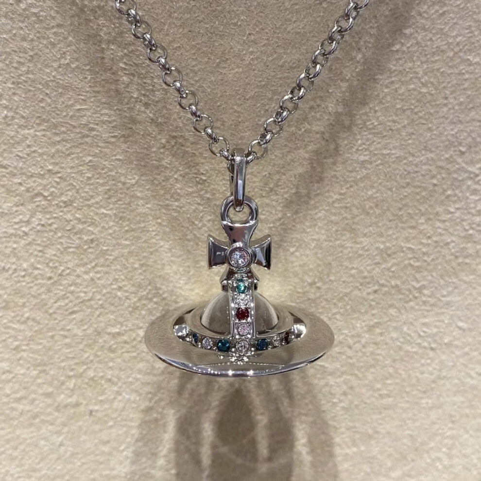 (Three-dimensional planet diamond necklace. - Got it) Saturn pearl necklace Women's pin paper clip Vivian the same pendant stereo planet