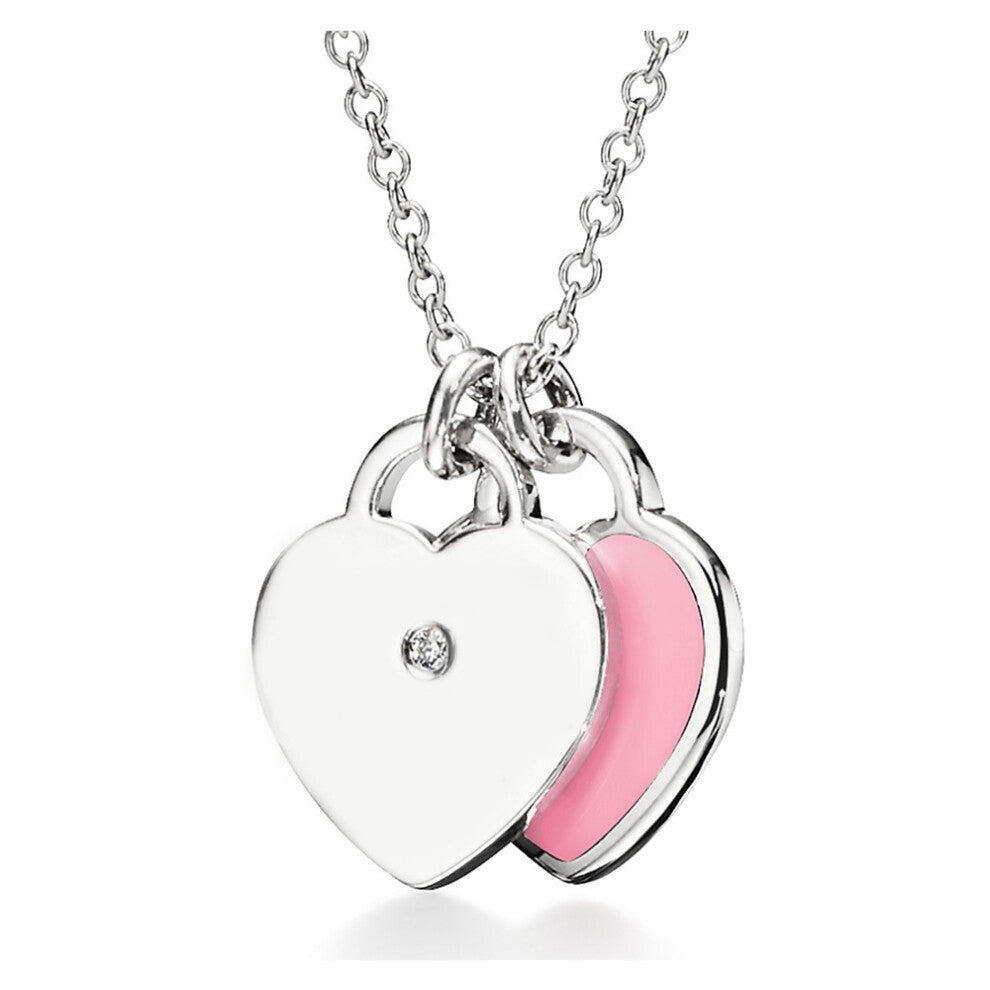 (Pink diamond mini heart, 60cm) Necklace women heart pendant niche sense of light luxury clavicle chain jewelry party