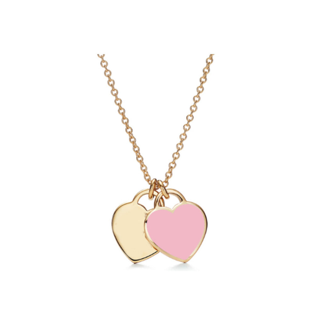 (Gold powder mini heart, 60cm) Necklace women heart pendant niche sense of light luxury clavicle chain jewelry party