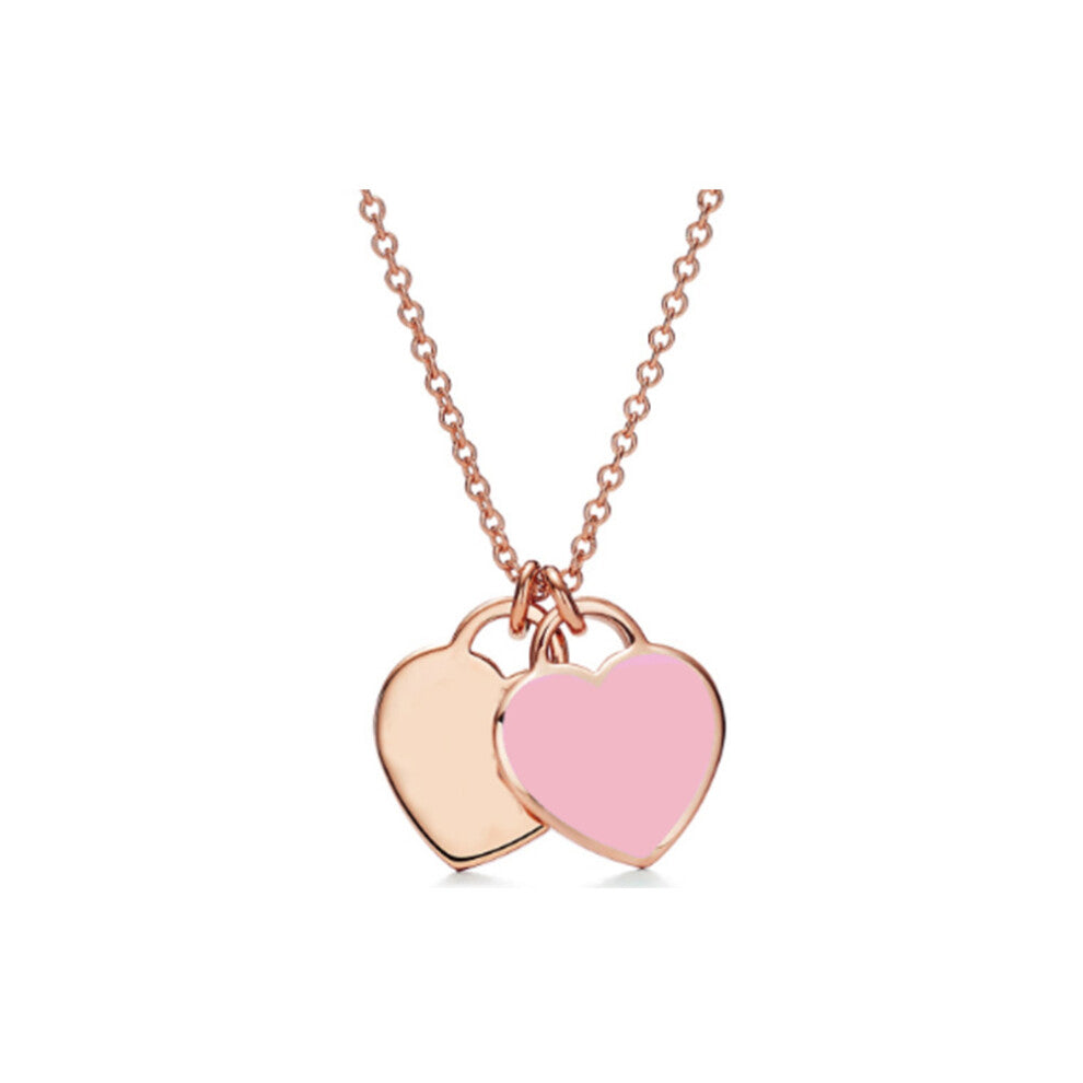 (mini heart in rose gold, 60cm) Necklace women heart pendant niche sense of light luxury clavicle chain jewelry party