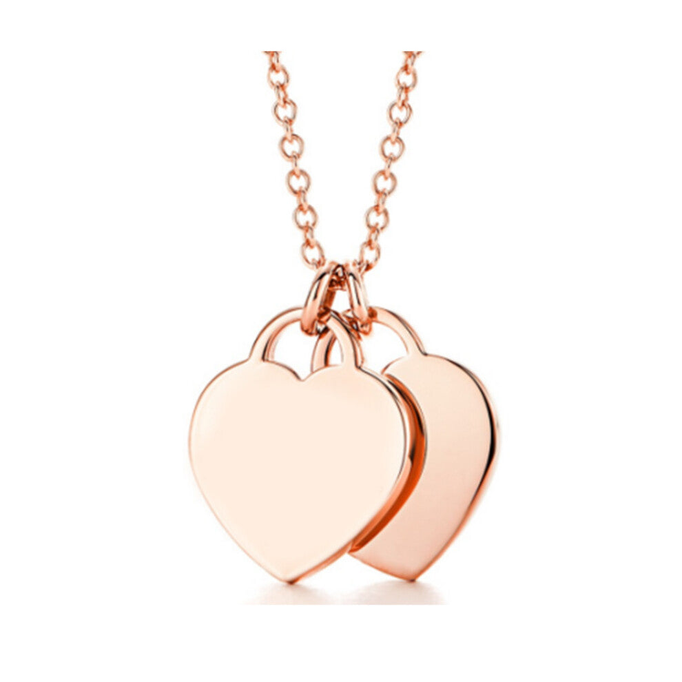 (mini heart in rose gold, 50cm) Necklace women heart pendant niche sense of light luxury clavicle chain jewelry party