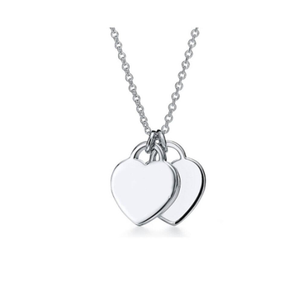 (Silver mini heart, 45cm) Necklace women heart pendant niche sense of light luxury clavicle chain jewelry party