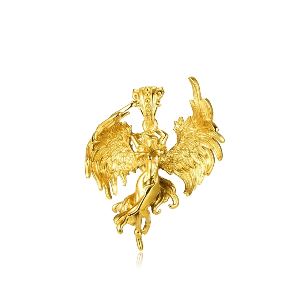 (Gold Pendant) Necklace Vintage Angel Man Pendant Chain Fashion Jewelry Women Hip Gifts Pop