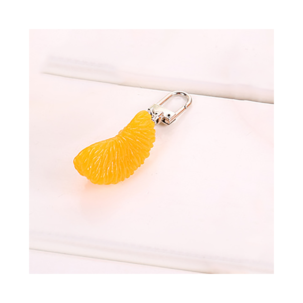 (StyleA) Orange Unique Fruit Slice Keychain Pvc Alloy Keyring Pendant For Girls Present