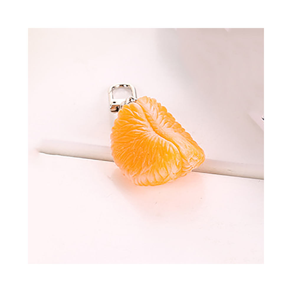 (StyleB) Orange Unique Fruit Slice Keychain Pvc Alloy Keyring Pendant For Girls Present