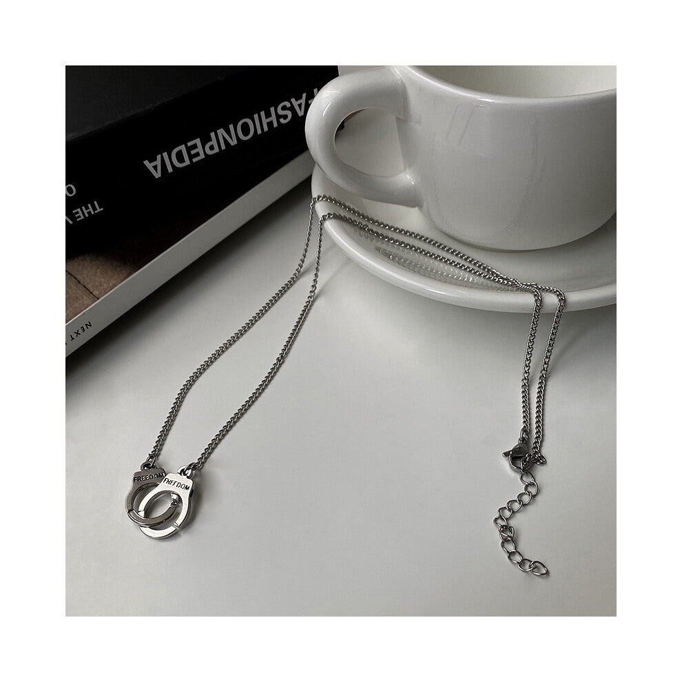 (StyleB) Chain Lock Collar Necklace Vintage Hanuff Style European And American Inspired Alloy Material Pendant Chic Necklace