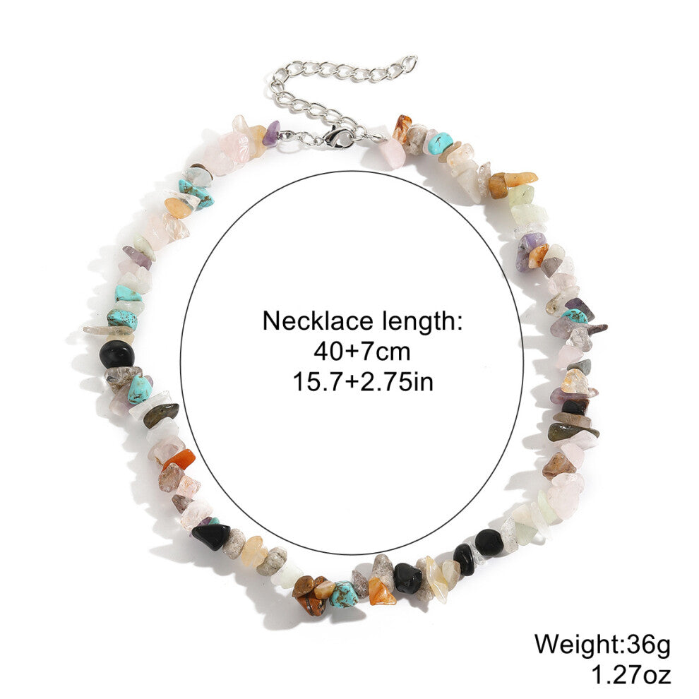 (StyleB) Women Colorful Gemstone Necklace Natural Stone Multilayer Pearl Shell Pendant