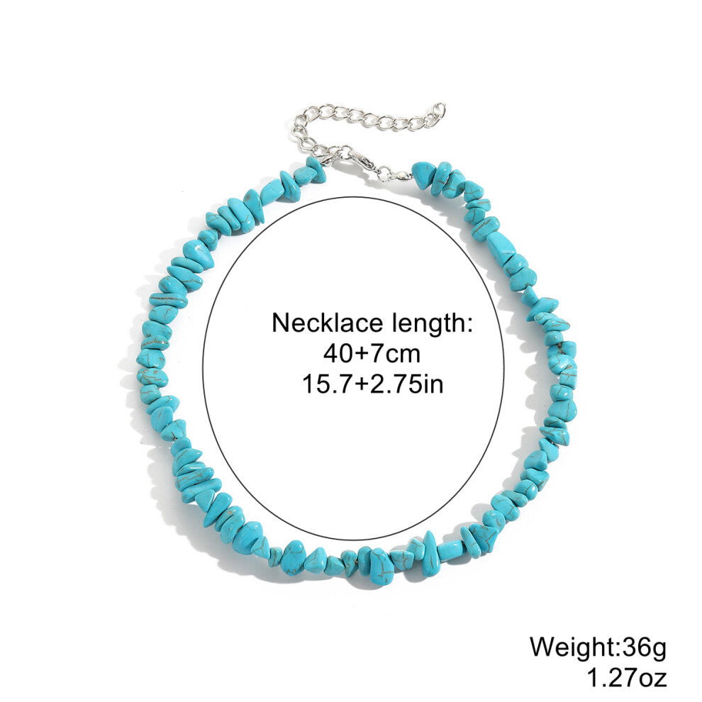 (StyleF) Women Colorful Gemstone Necklace Natural Stone Multilayer Pearl Shell Pendant