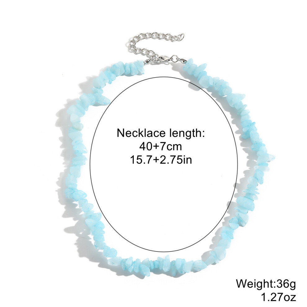 (StyleG) Women Colorful Gemstone Necklace Natural Stone Multilayer Pearl Shell Pendant