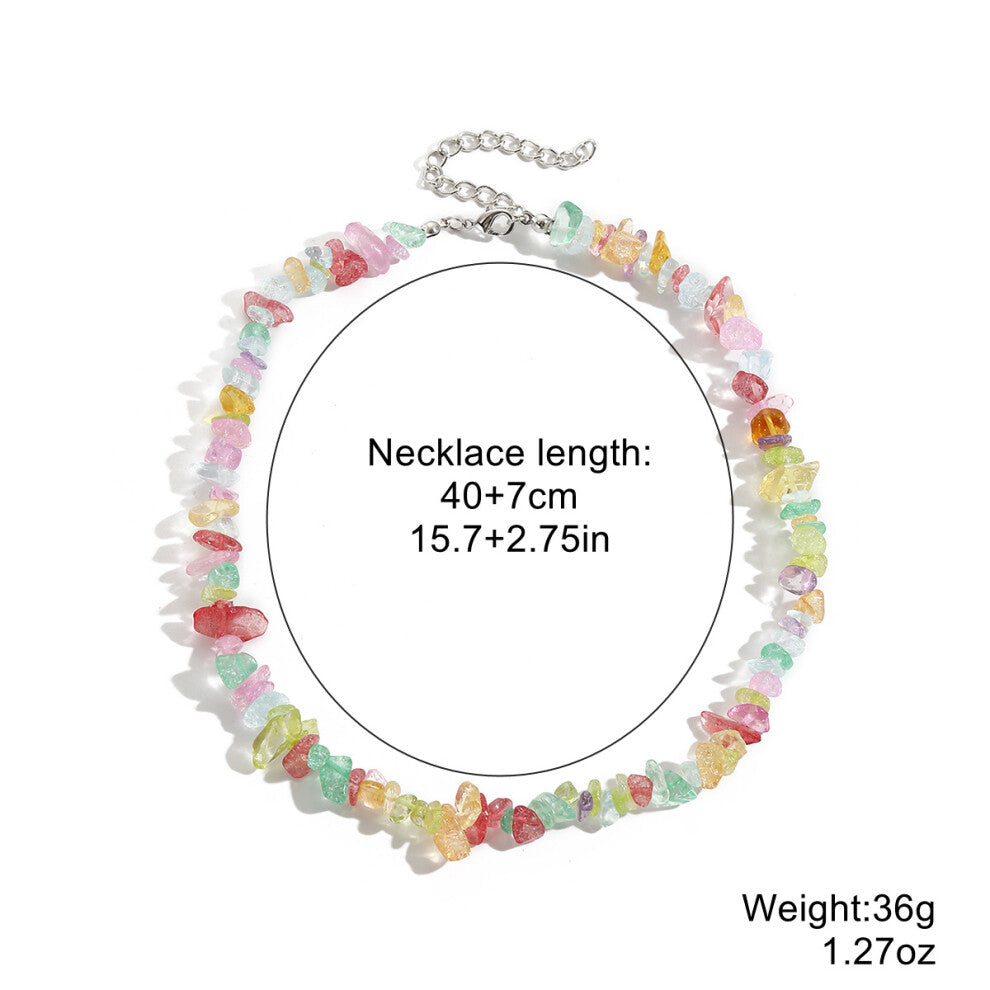 (StyleI) Women Colorful Gemstone Necklace Natural Stone Multilayer Pearl Shell Pendant