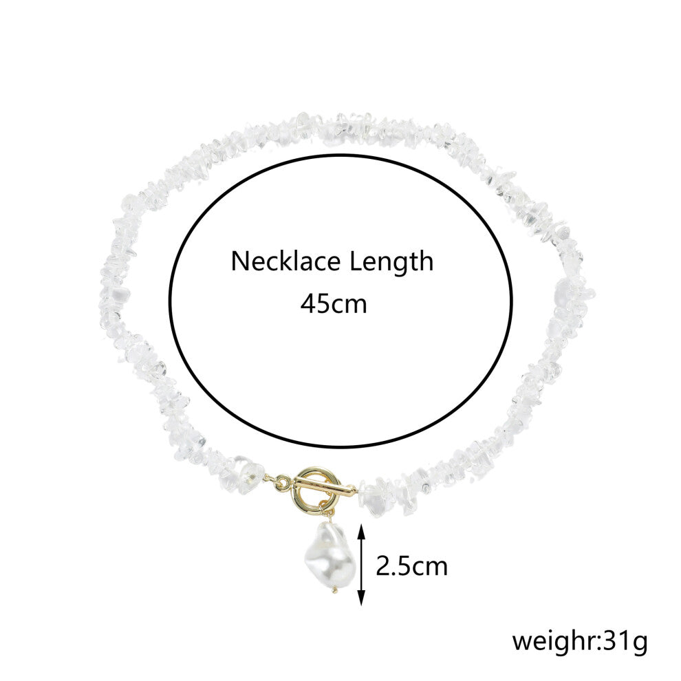 (StyleO) Women Colorful Gemstone Necklace Natural Stone Multilayer Pearl Shell Pendant