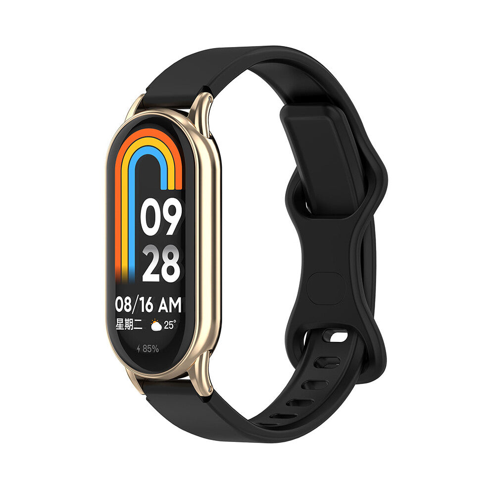 12mm Silicone Watch Strap Watch Band for All Kinds of 12mm Head Grain and Frame Butterfly Buckle Eight Tail (Black)