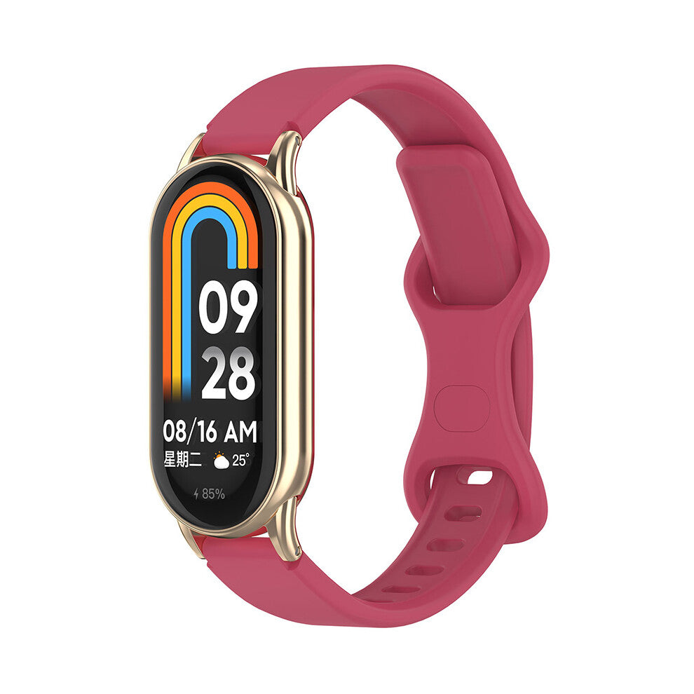 12mm Watch Strap Silicone Watch Band for All Kinds of 12mm Head Grain and Frame Butterfly Buckle Eight Tail (Wine Red)