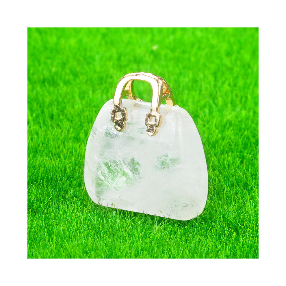 (White crystal (single)) New natural crystal stone mini women's handbag amethyst pendant ins style powder crystal decoration