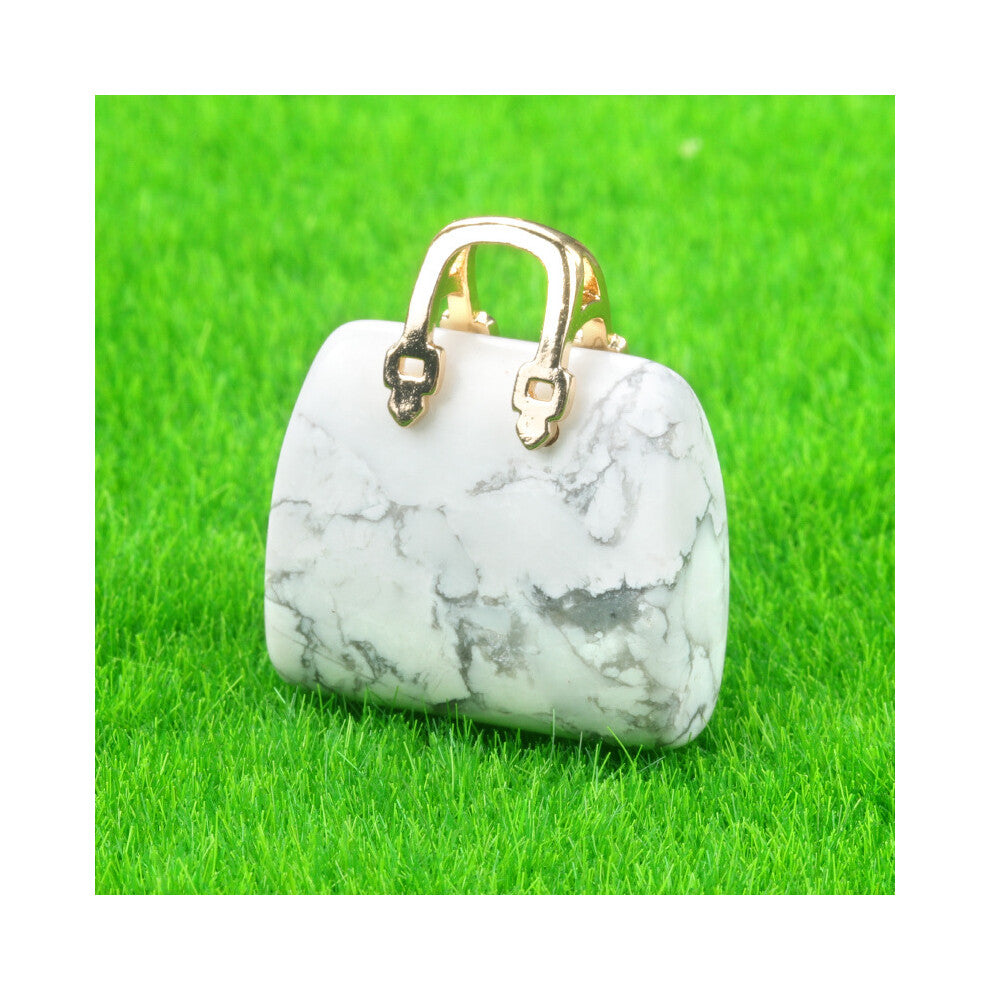 (White turquoise (single)) New natural crystal stone mini women's handbag amethyst pendant ins style powder crystal decoration