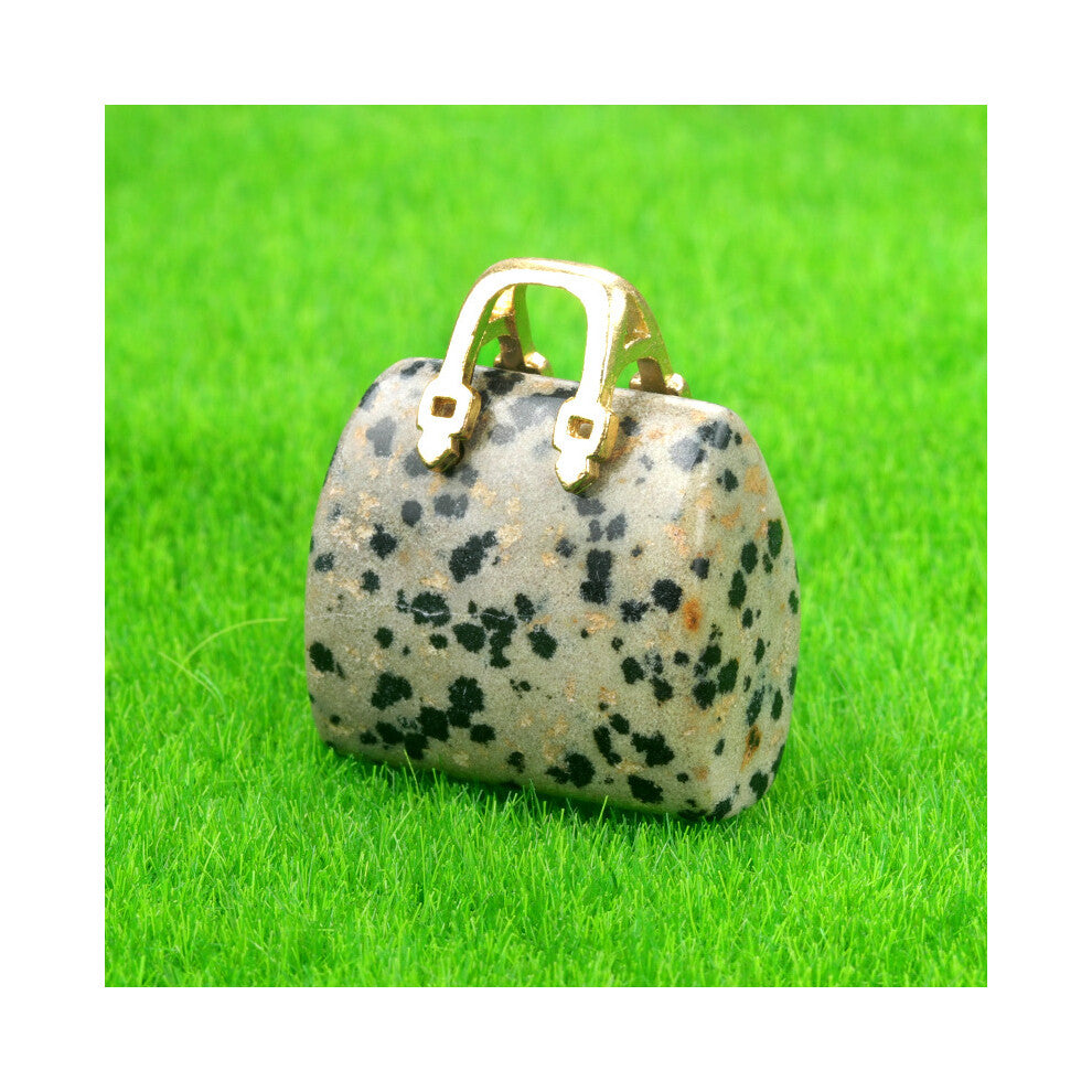 (Spotted stone (single)) New natural crystal stone mini women's handbag amethyst pendant ins style powder crystal decoration