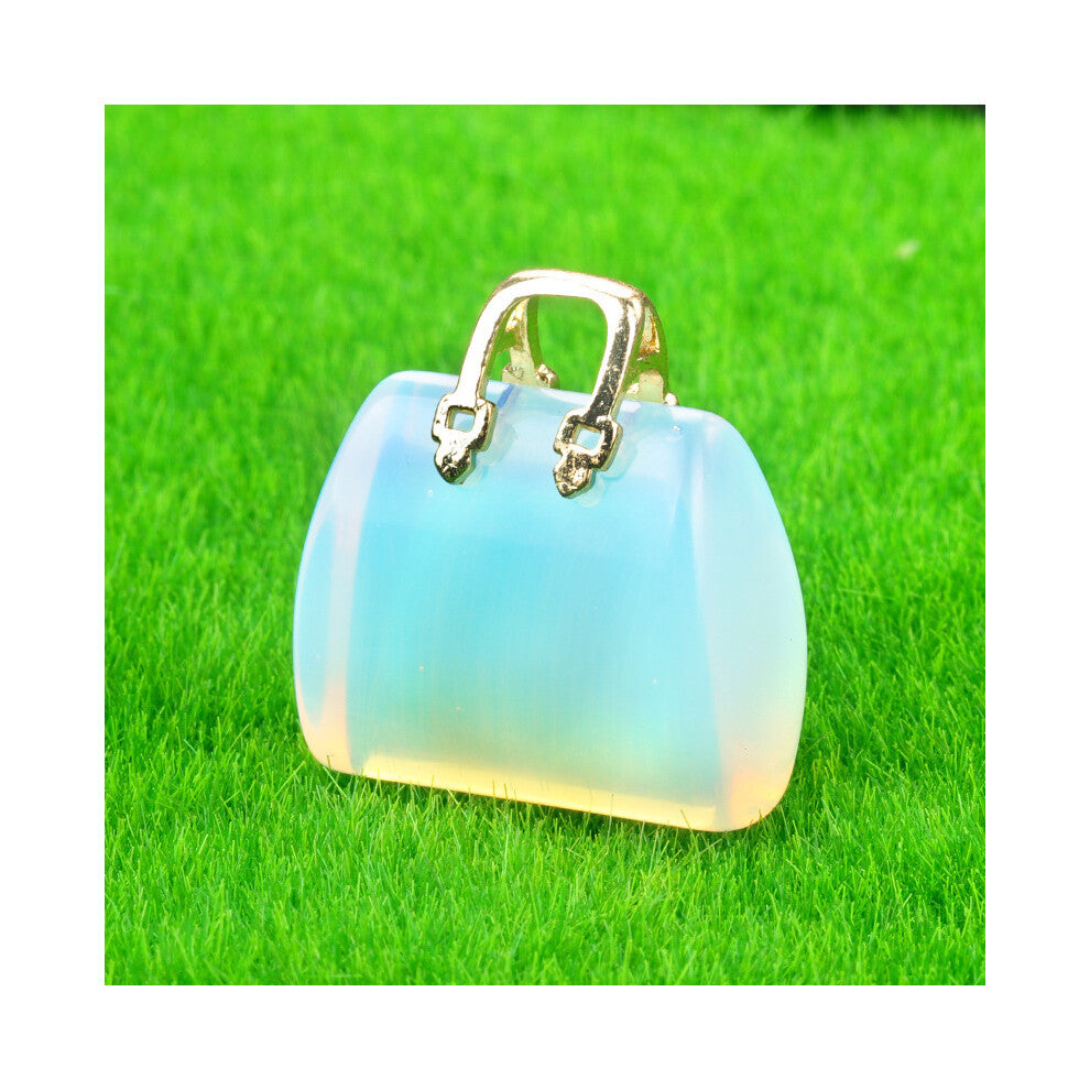 (Opal (Synthetic) (Single)) New natural crystal stone mini women's handbag amethyst pendant ins style powder crystal decoration