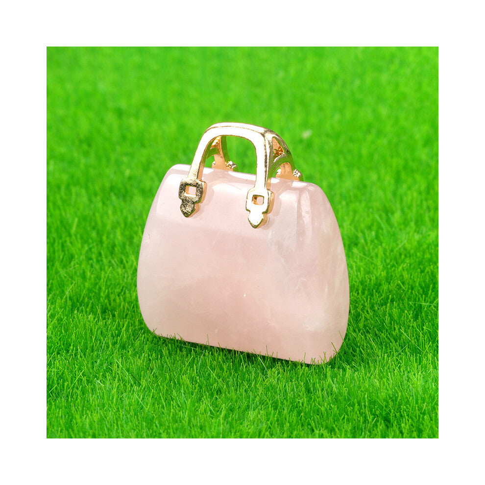 (Pink crystal (single)) New natural crystal stone mini women's handbag amethyst pendant ins style powder crystal decoration