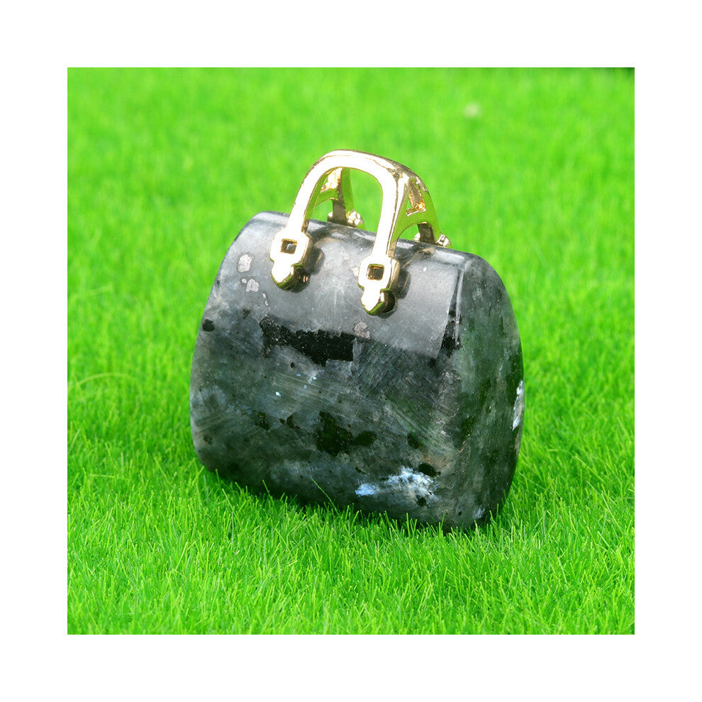 (Black flash (single)) New natural crystal stone mini women's handbag amethyst pendant ins style powder crystal decoration