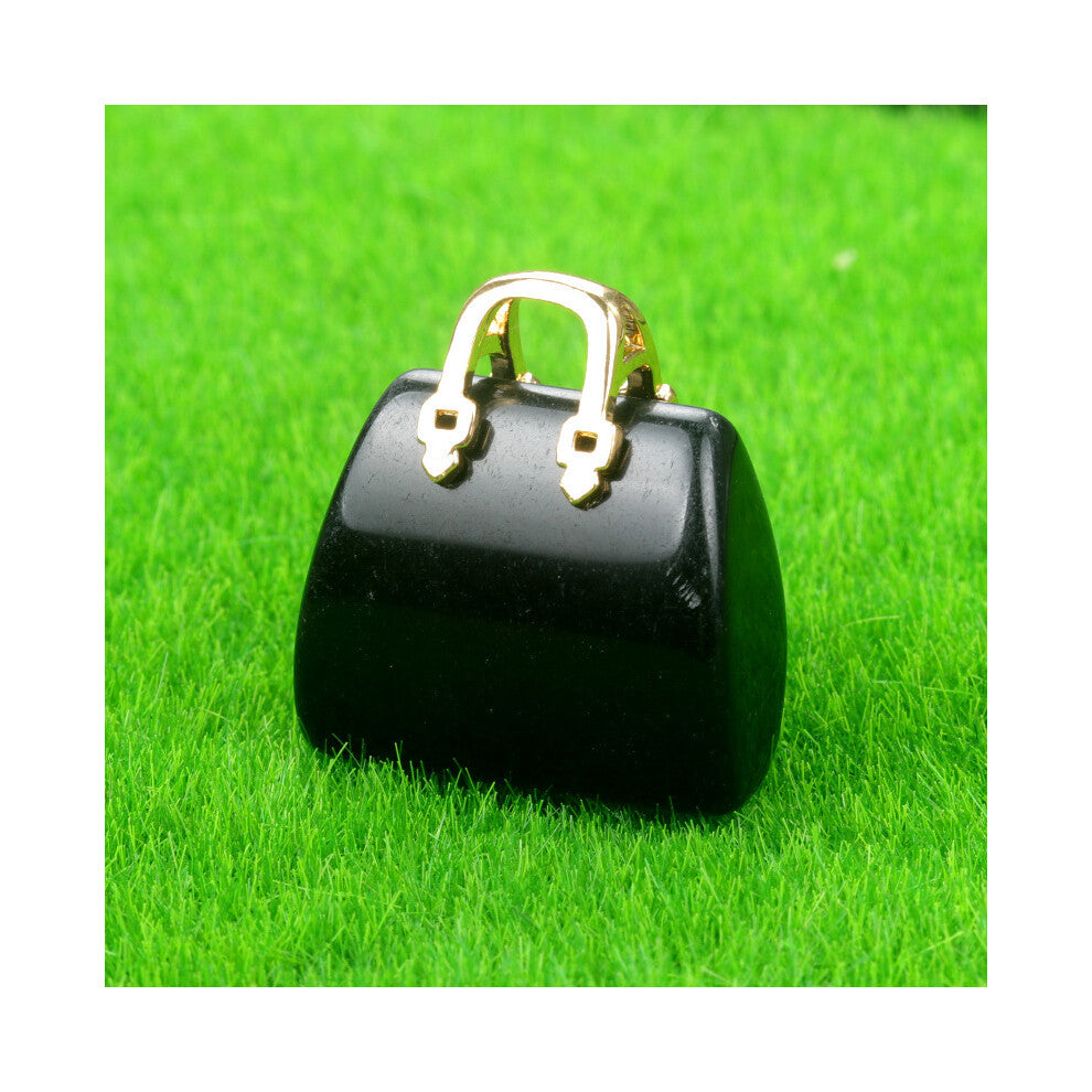 (Obsidian (single)) New natural crystal stone mini women's handbag amethyst pendant ins style powder crystal decoration