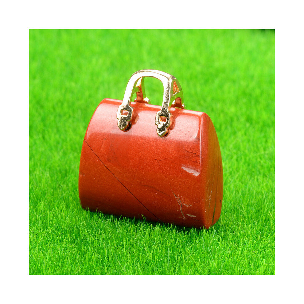 (Red Jasper (single)) New natural crystal stone mini women's handbag amethyst pendant ins style powder crystal decoration