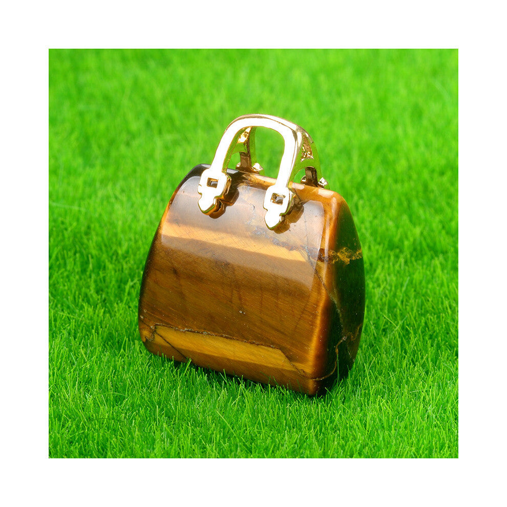 (Tiger Eye Stone (Single)) New natural crystal stone mini women's handbag amethyst pendant ins style powder crystal decoration