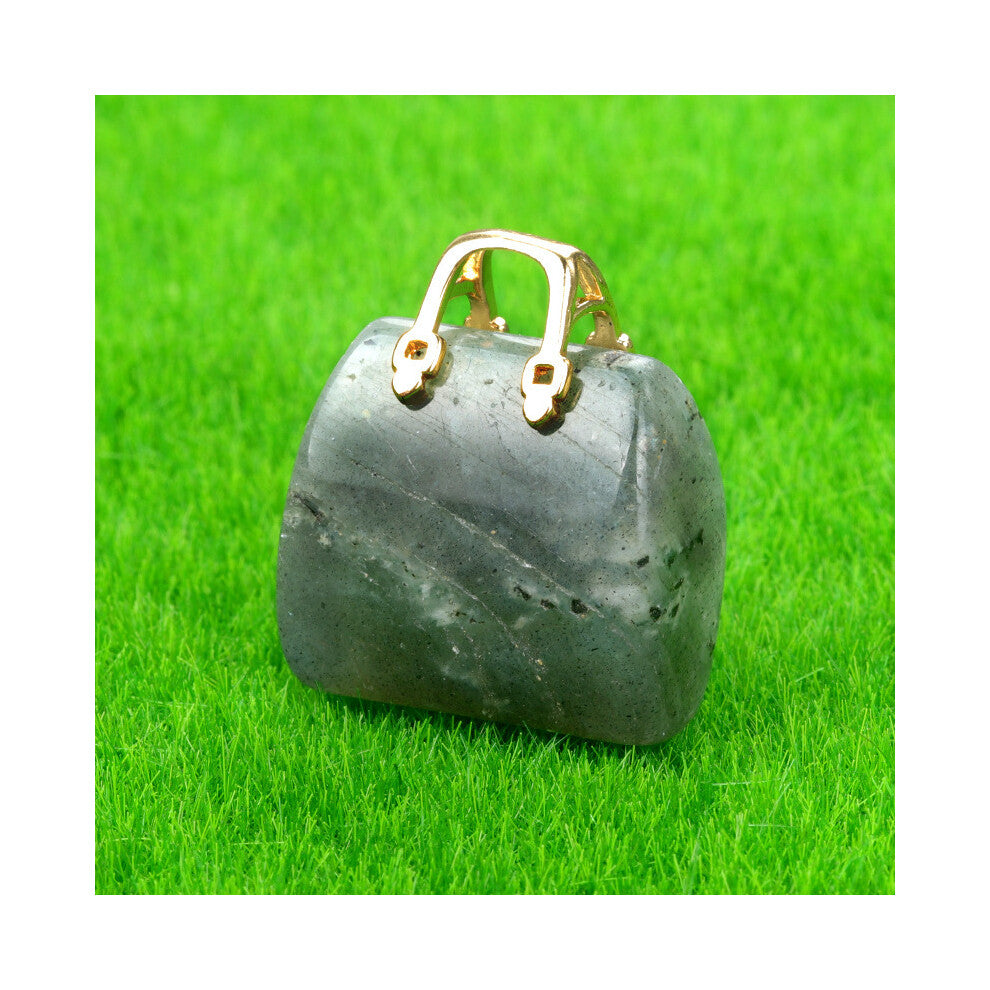 (Latrospar (single)) New natural crystal stone mini women's handbag amethyst pendant ins style powder crystal decoration