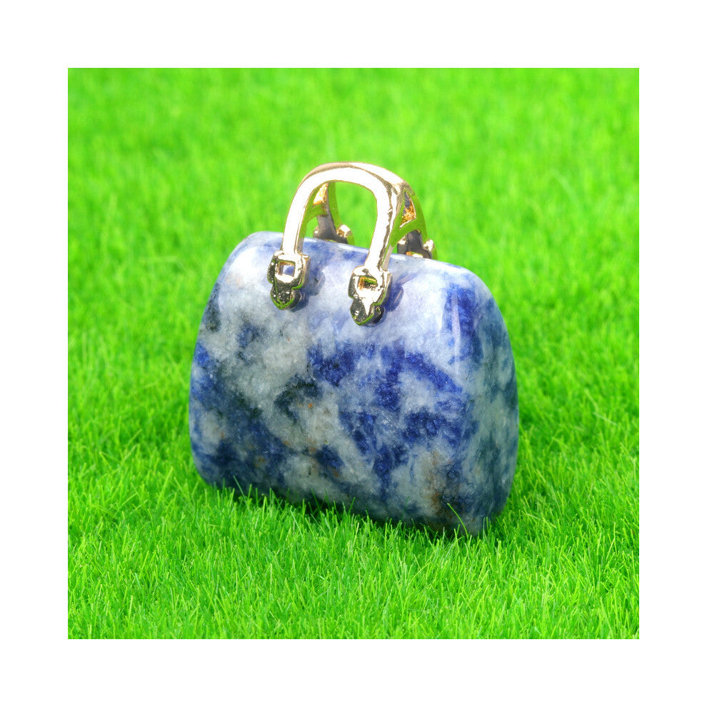 (Blue dot jade (single)) New natural crystal stone mini women's handbag amethyst pendant ins style powder crystal decoration