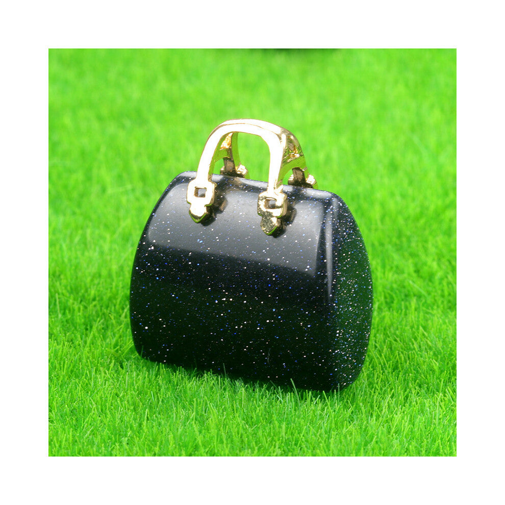 (Blue sand (synthetic) (single)) New natural crystal stone mini women's handbag amethyst pendant ins style powder crystal decoration