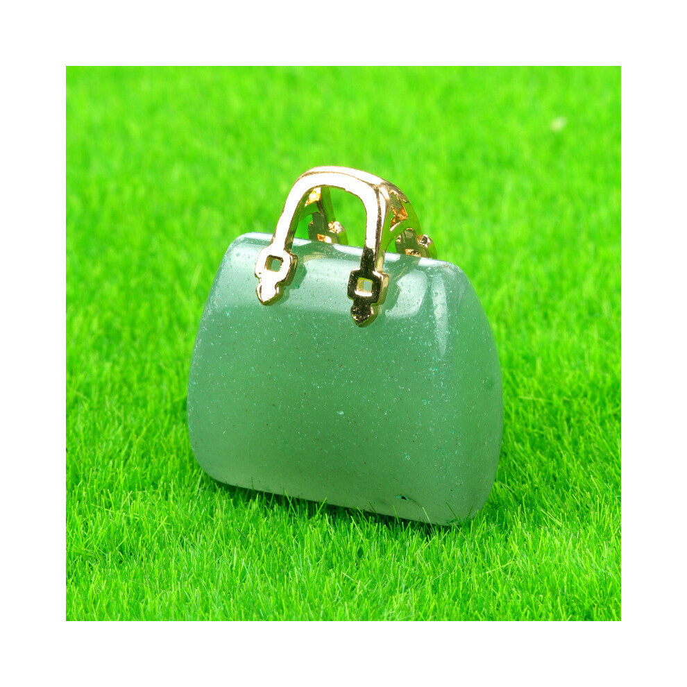 (Green Dongling (single)) New natural crystal stone mini women's handbag amethyst pendant ins style powder crystal decoration