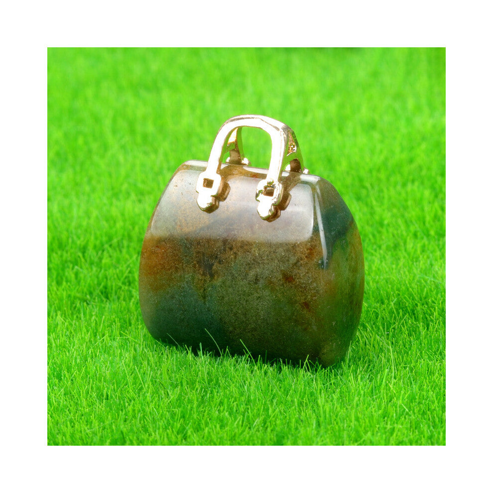 (Indian Agate (single)) New natural crystal stone mini women's handbag amethyst pendant ins style powder crystal decoration