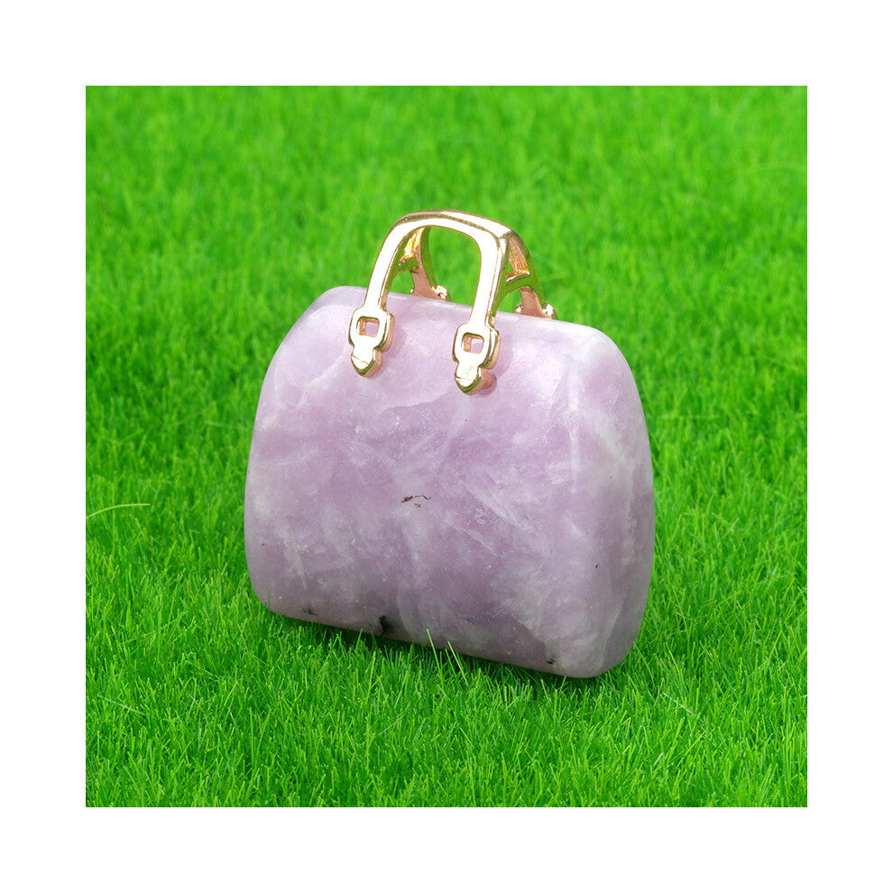 (Lilac (single)) New natural crystal stone mini women's handbag amethyst pendant ins style powder crystal decoration