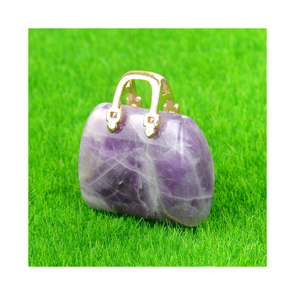 (Amethyst (single)) New natural crystal stone mini women's handbag amethyst pendant ins style powder crystal decoration