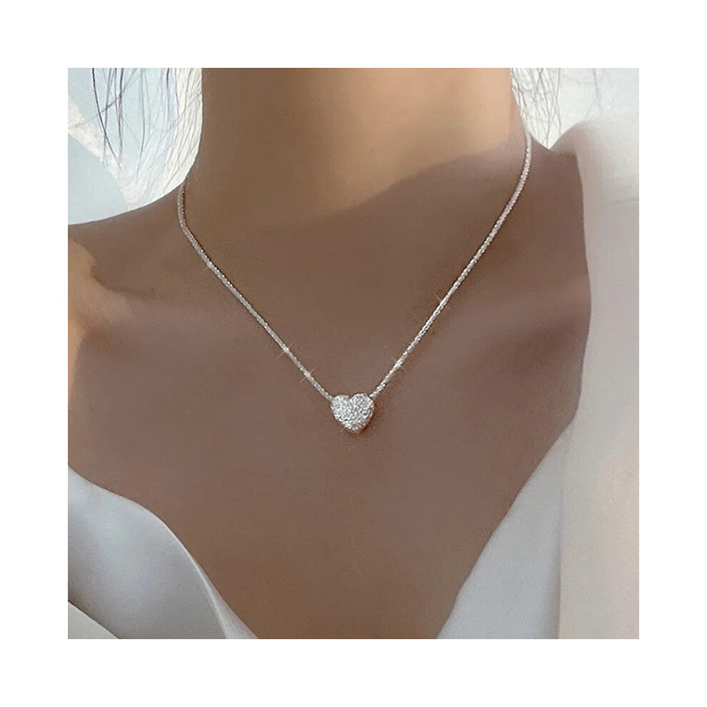 (ER105) 925 Sterling Silver Girls Love Womens Necklace Heart Pendant