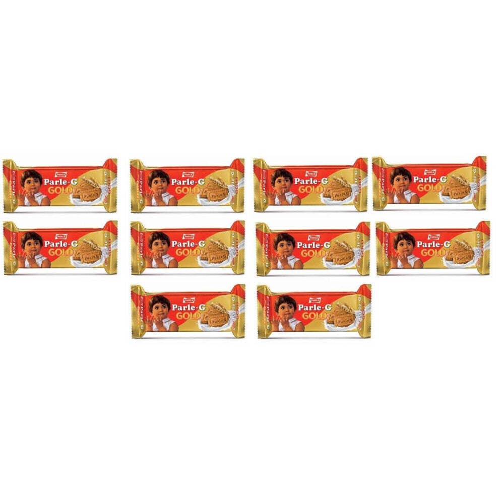 Parle-G Gold Biscuits For Kids & Family Cookies 100g (Pack of 10)