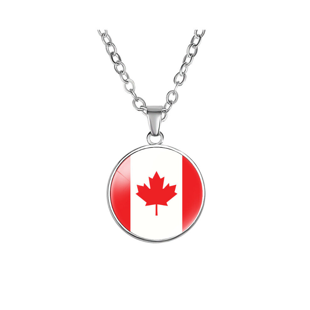 (Canada) North Geometric Trendsetting American Flag Pendant Necklace Design Alloy Handmade