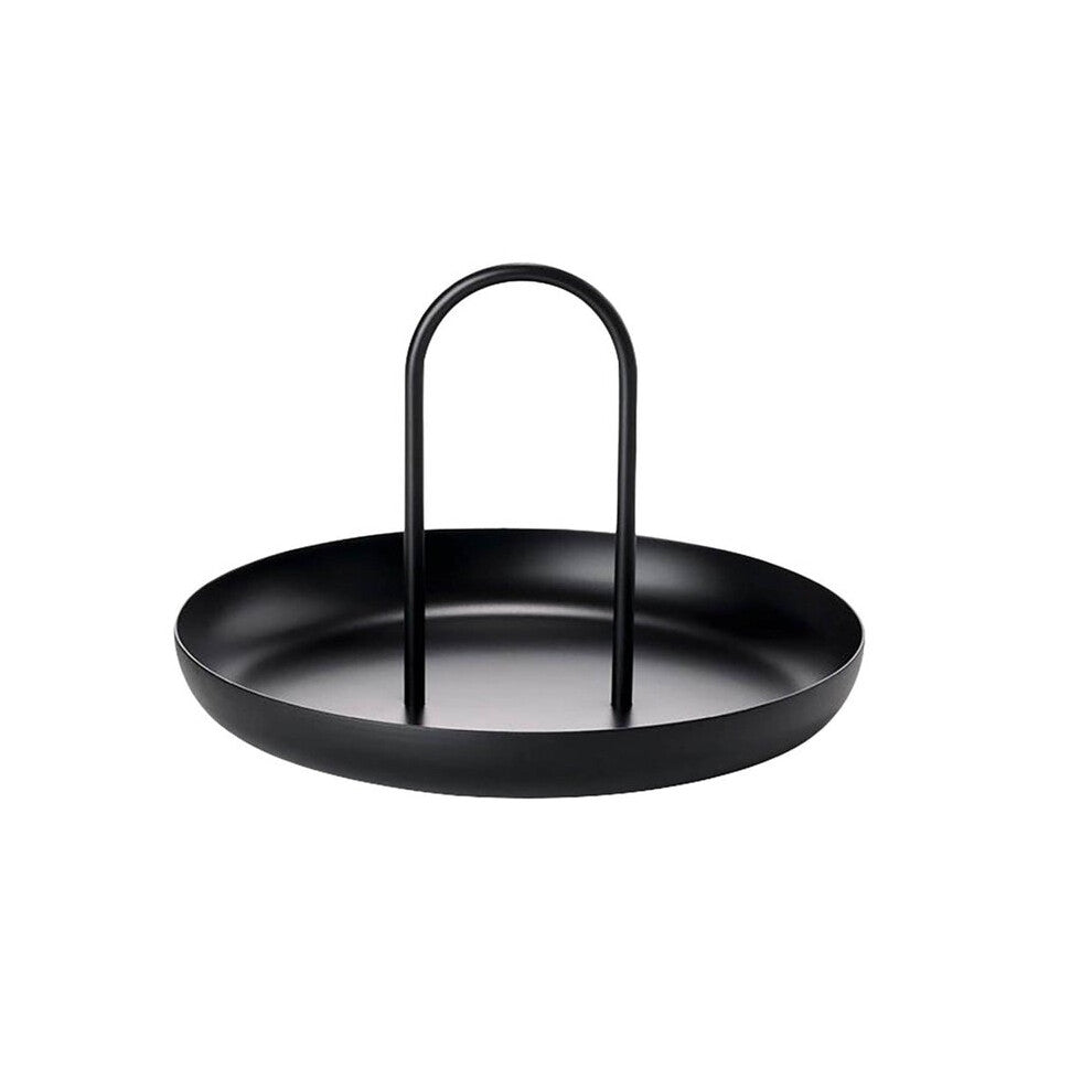 Veile Studios Nordic Black Round Jewelry Tray Living Room Metal Ring Storage With Handle Decor Jewellery Holders & Organisers