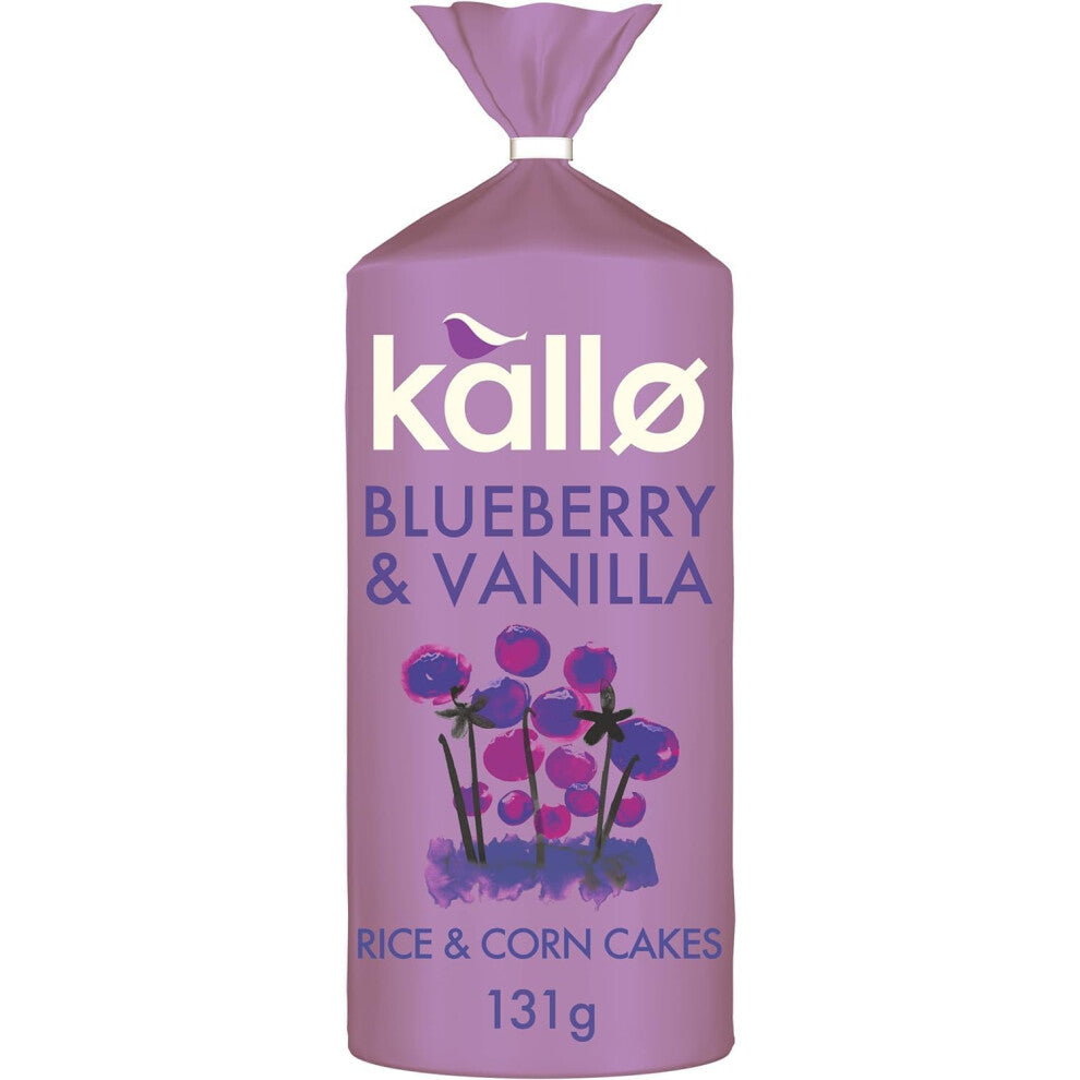Kallo Blueberry & Vanilla Corn & Rice Cakes, Wholegrain Low Fat Healthy\