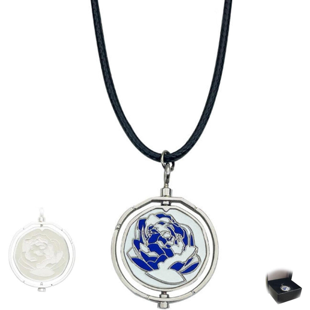 Blue Rose Necklace, Rotatable Arcane Pendant Powder Necklace, Gift for Valentine's Day