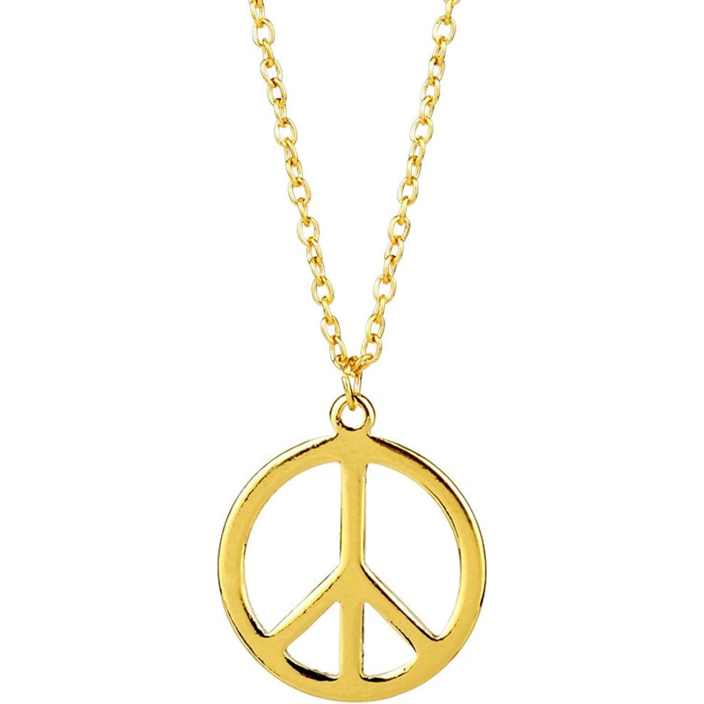 Hippie Style Peace Sign Necklace Metal Love Peace Sign Pendant Necklace Vintage Retro Party Dressing Accessories Adjustable Collar Jewelry for Women